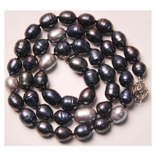 RHJ00142 9-10MM TAHITIAN NATURAL COLOR PEARL NECKLACE 18" 28% Discount NEW