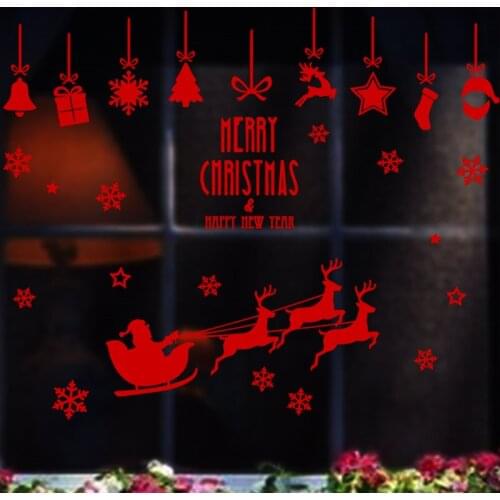 Merry Christmas & Happy New Year Elements Pattern Wall Stickers Diy Vinyl Mural Art Home Decoration Xmas Festival Window Decals