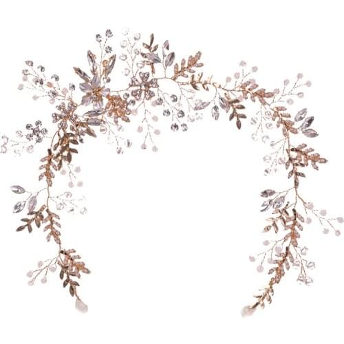 Silver Color Gold Color Leaf Rhinestone Crystal Hairband Handmade Bridal Headband Tiara Women Wedding Hair Jewelry Accessory SL