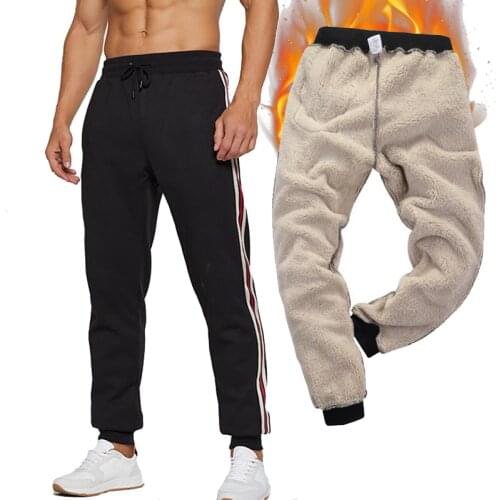 Mens Winter Pants Classic Brand Sweatpants Super Warm Thick Pants Cashmere Trousers for Men Fleece Male Long Outdoors Pants Men