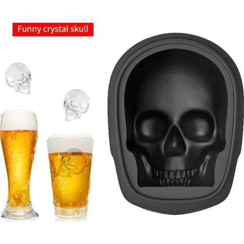 Silicone Ice Cube Tray 3D Skull Shaped Ice Cube Molds Pastry Silicone For Whiskey Cocktail Stackable Flexible Ice Cube Maker