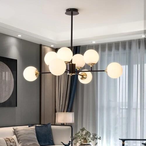 Nordic LED Chandelier For Living Room Dining Kitchen Gold Modern Ball Ceiling Hanging Lamp In The Hall Loft Home Light Fixture
