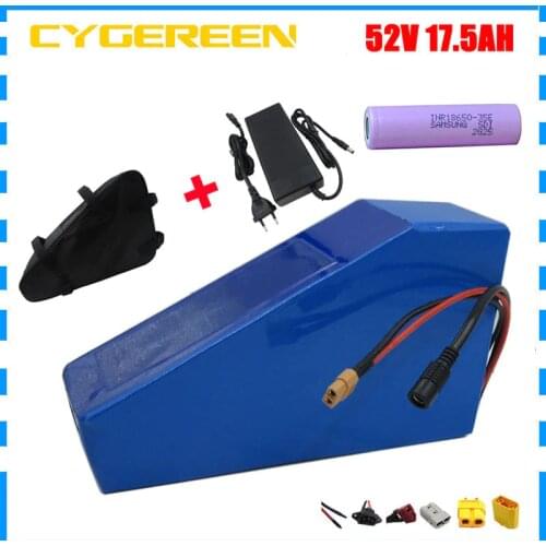 1000W 14S 52V 17AH Lithium battery pack 52 V 21AH Triangle Ebike bateria 15AH use Samsung 35E 3500mah cell 30A BMS with bag
