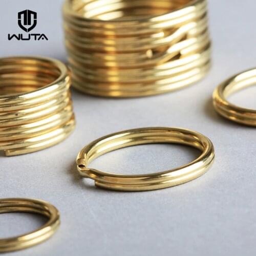 WUTA 10 Pcs Solid Brass Keyring Split Ring (Never Fade) Round Key Holder Key Ring Key Chain Leather Craft DIY Accessories