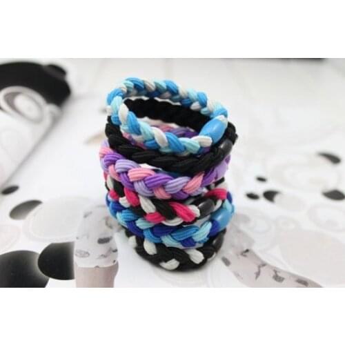 5PCS/lot High Quality Bowknot Button Random Color Women Rubber Hair Rope Bands Elastic Hair Bands
