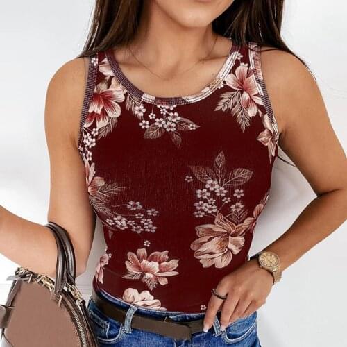 Tops Women Harajuku Fashion Crop Top Women 2021 Slim Sexy Streetwear Cami Top Casual Tank Tops Floral Printed Shirt Summer