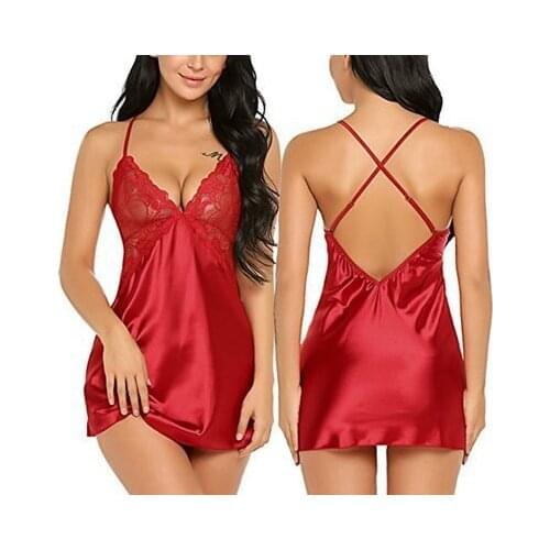 Women sexy Lingerie V-neck Lingerie Sleepdress Sexy Transparent Back Open Babydoll Lady Teddy nighwear Sexy Short Nightdress