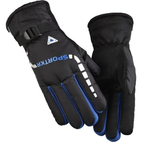 Winter Gloves Warm Mens Plus Velvet Padded Gloves Sports Skiing Cold-Resistant Outdoor Cycling Gloves