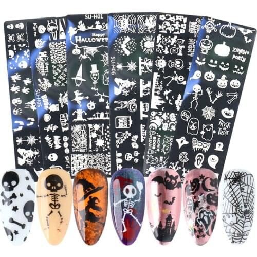 1Pcs Halloween Nail Stamping Plates Sponge pen Suit Stamp Template Nail Tool