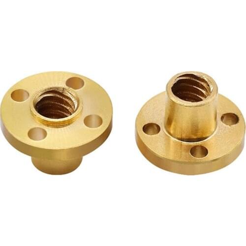 1pcs T8 Nut Anti Backlash Spring Loaded Nut 8mm 4mm 2mm 1mm Trapezoidal Screw 3D Printer Parts Brass Flange Nut T8 Lead Screw