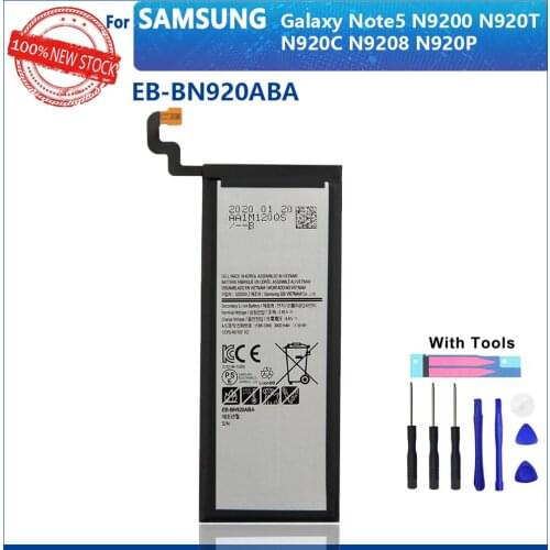 100% Original 3000mAh EB-BN920ABA EB-BN920ABE For Samsung GALAXY Note 5 SM-N9208 N9208 N9200 N920t N920c Note5 Phone Battery