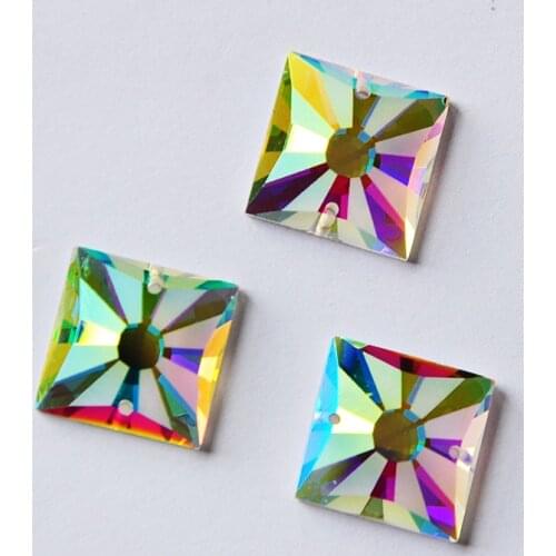 2315MTH Matte Crystal AB Square Sew on Rhinestones Crystals Sewing Flatback Rhinestone Crystal Stones Beads Craft Supplies