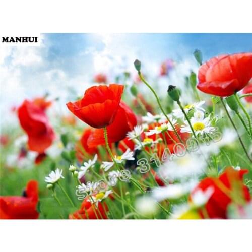 3d diy diamond painting cross stitch rhinestones crystal diamond embroidery mosaic Red flowers craft painting BEC213