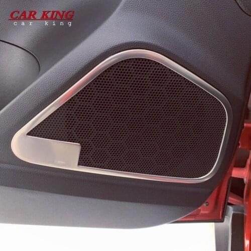 Stainless steel For MG ZS 2018 Car inner speaker audio Horn Cover Trim sticker accessories Car Styling 4pcs