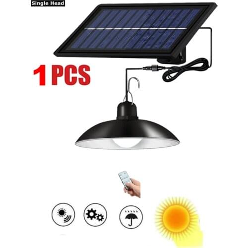 Remote 30 led 2 head Retro Lampshade Solar Pendant Chandelier solar Stainless Steel Light Waterproof Outdoor Garden Light Energy