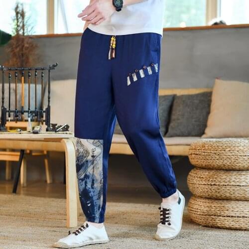 Pants Plus Size 5XL Streetwear Mens Joggers Trousers Chinese Style Casual Harem Pants Spring Autumn Solid Color Oversize Man