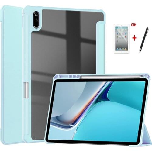 Case For Huawei Matepad 11 2021 Slim Tri-Fold Smart Magnetic TPU Leather Stand Tablet Cover For Huawei MatePad 11 Shell+film+pen