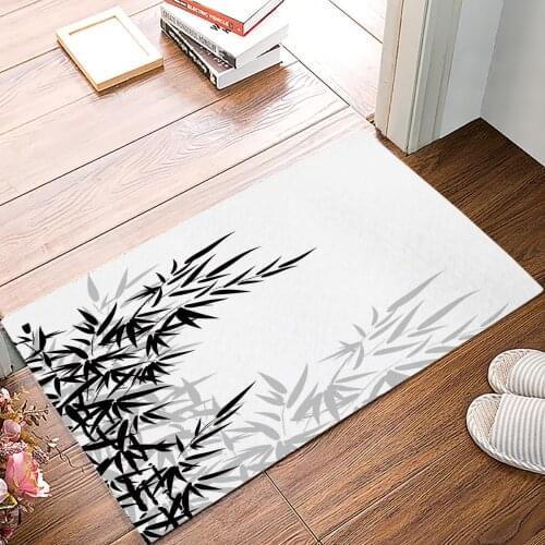 Black And White Bamboo Doormat Bedroom Kitchen Floor Mat Bathroom Anti-Slip Rug Home Doormat for Entrance Door