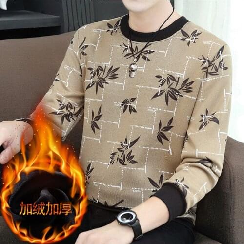 Cheap wholesale 2019 new fall and winter hot sale mens fashion leisure trend bottoming sweater thickening warm upper garment