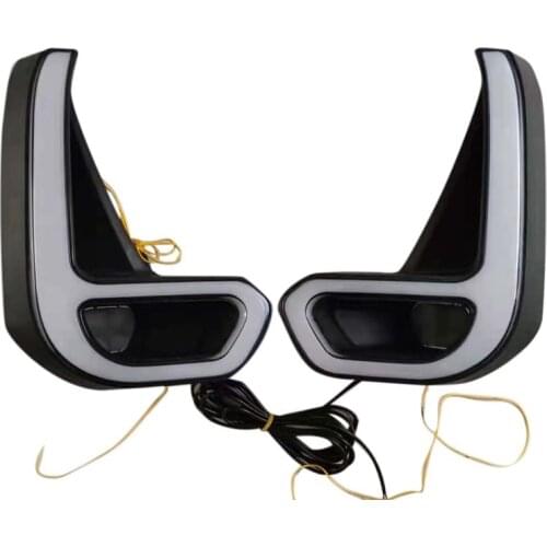 For Toyota Hilux Revo 2020 2021 LED DRL Daytime Running Lights with Turn Signal Bumper Fog Light Driving Lamp