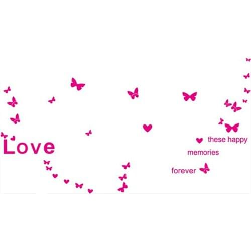 Home photo wall art butterfly stickers Love quotes decals bedroom living room decoration puzzle vinyl mural 50*22.5cm 7 colors