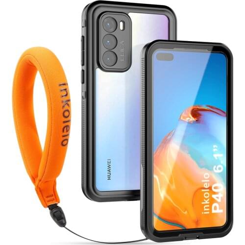 Inkolelo Huawei P40 Waterproof Case, Built-in Screen IP68 Waterproof Full Sealed Shockproof Cover for Huawei P40 Matte Black