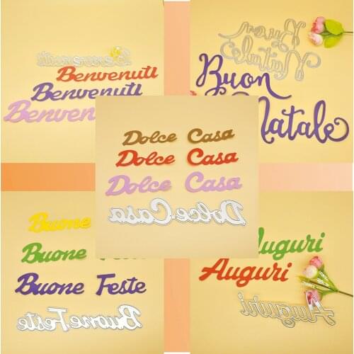 Italian: Merry Christmas, welcome to, best wishes, happy holidays, sweet home metal cutting mold photo album gift card embossing