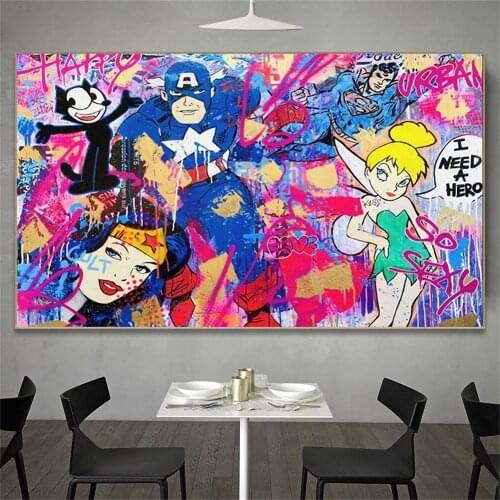 Marvel superhero Canvas Painting Captain America Colorful Canvas Art Paintings Posters Wall Art Prints Pop Living Room Decor