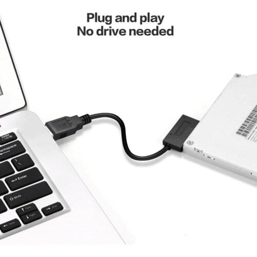 Kebidu Mini USB Adapter PC 6P 7P CD DVD Rom SATA to USB 2.0 Converter Slimline Sata 13 Pin Adapter Drive Cable For Laptop PC