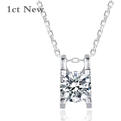 Classic 1ct Moissanite 100% 925 Sterling Silver Created Pendant Necklace Anniversary Wedding Engagement Jewelry With Certificate