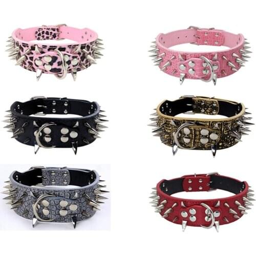 Clearance Sale Spiked Studded Leather Nylon Pet Collars Dog Personalized Collar And Traction Cat Neck Ring Accessories Products