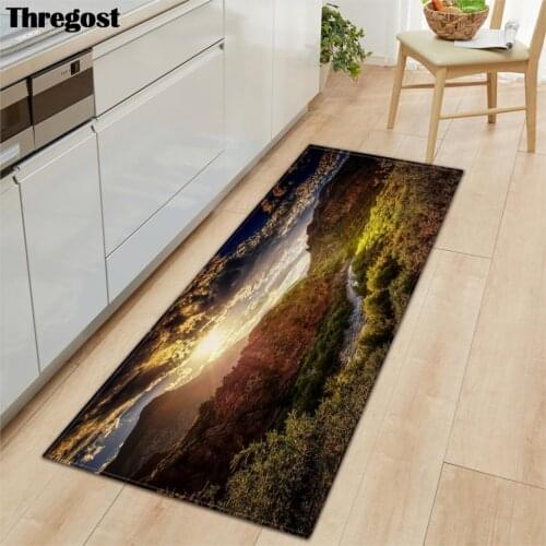 Thregost Scenic Printed Long Floor Mats Microfiber Flannel Shoes Off Doormat Home Welcome Rug Bathroom Mat