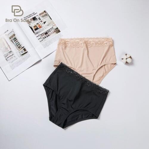 Lace Panties Smooth High Middle Waist Briefs for Women