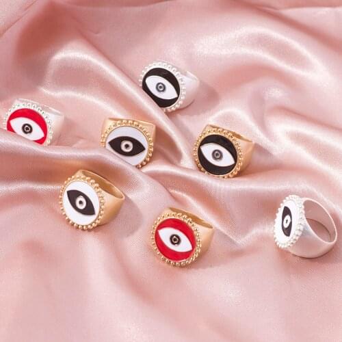 2020 New Cute Rings Womens Wedding Alloy Drop Oil Eye Rings for Women Girls Gifts Party Fashion Female Jewelry Drop Shipping