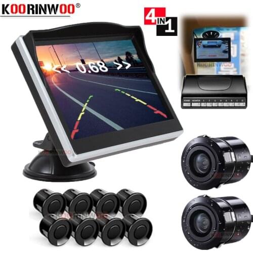 Koorinwoo Full Kit AHD LCD Car Monitor With Camera Parking Sensors 8 Radar Buzzer Alert Starlight Parktronic 22MM Video Rearview