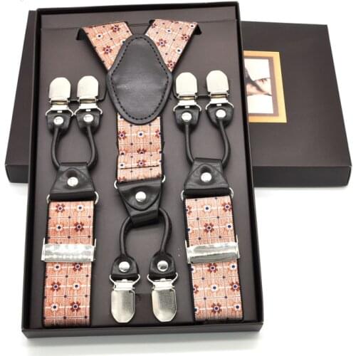 Mens Suspenders Fashion Women Shirt Suspenders leather 6 clips Braces Male Vintage Casual suspensorio Trousers Strap 3.5*120cm