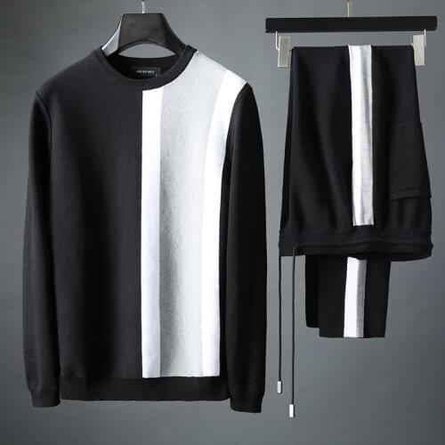 JSBD mens luxury color design 2019 new spring and autumn o-neck mens sweatshirt fashion 2 pieces (sweatshirt + pants) sportswe