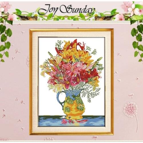 Flower and vase Patterns Counted Cross Stitch 11CT 14CT Cross Stitch Set Wholesale Cross-stitch Kit Embroidery Needlework