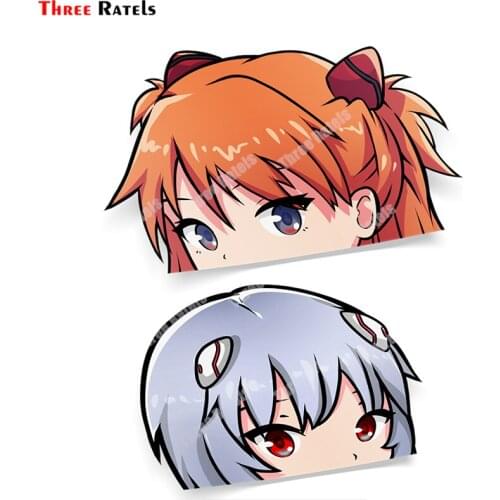 Three Ratels B718 ASUKA LANGLEY And REI AYANAMI PEEKER Stickers For Car Windshield Big Head School Gifts Decals