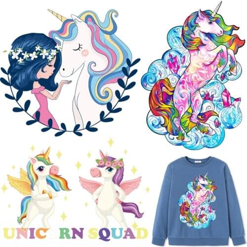 Unicorn Patches Cute Animal Thermal Stickers on Clothes Iron-on Transfers for Clothing Thermoadhesive Patch Diy Girl Applique