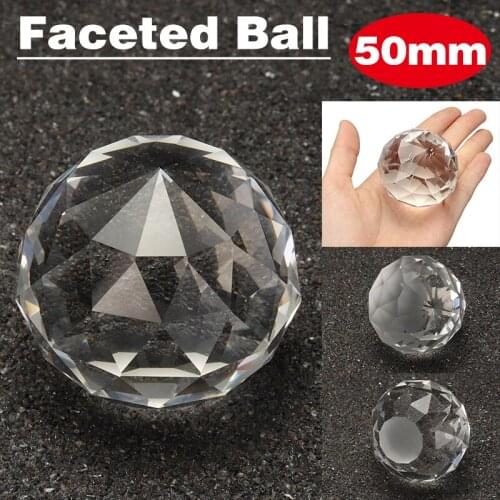 New 50mm Clear Crystal Ball Sphere Faceted Glass Gazing Ball Prisms Suncatcher Home Decor