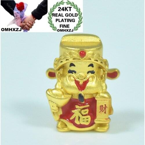 OMHXZJ Wholesale CA351 European Fashion Fine Woman Man Party Birthday Wedding Gift Fortune God Beads DIY 24KT Gold Pendant Charm