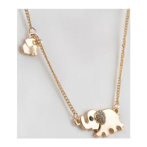 Crystal Element 2 Elephants Family Necklace Pendant Vintage Gold Charm Choker Collar Statement Necklace Women Jewelry DIY B372