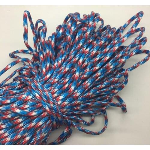 10yds/Lot Mxi color Paracord Bracelets Rope 7 Strand Parachute Cord CAMPING HiKING #Light blue+white+red