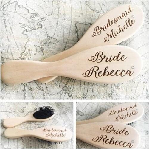 Personalized text wedding bridesmaid bride hair brushes, customize Engraved birthday mothers day hair brush Christmas gifts