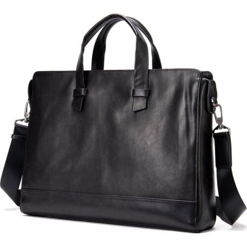 Fashion Mens Briefcase Male Handbag Genuine Leather Original Handbag Man Business Shoulder Bag Brown For 14 Inch Laptop Bag