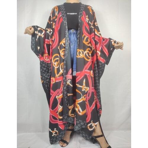 Casual Thailand Summer Beach Cover Up Cardigan Dress For Women African Swimwear Silk Long Kimonos For Lady Kaftan Abaya