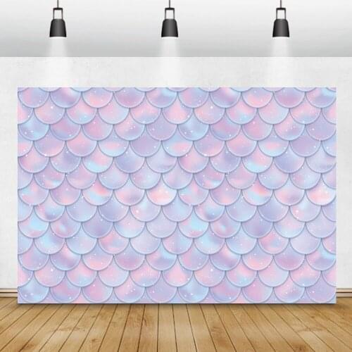 Mermaid Fish Scales Backdrops Photography Child Happy Birthday Party Baby Shower Photocall Background Portrait Customized Poster