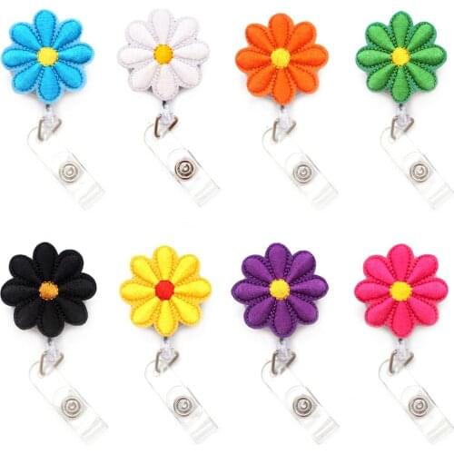 Embroidery Flower 60cm Retractable Badge Reel Student Nurse Horizontal type Exhibition ID Name Card Badge Holder Office Supplies