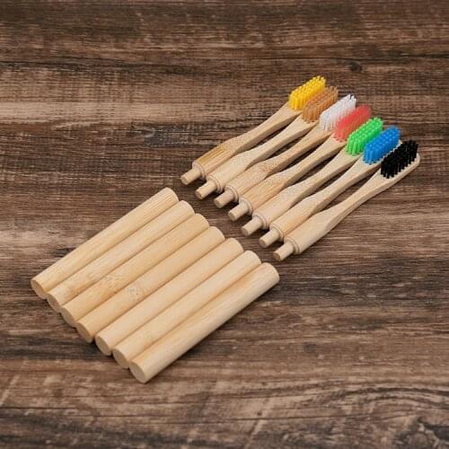 Removable Bamboo Toothbrush Medium Bristles Replaceable head Eco Friendly Cylindrical zero waste Tooth Brush Bamboo Toothbrush